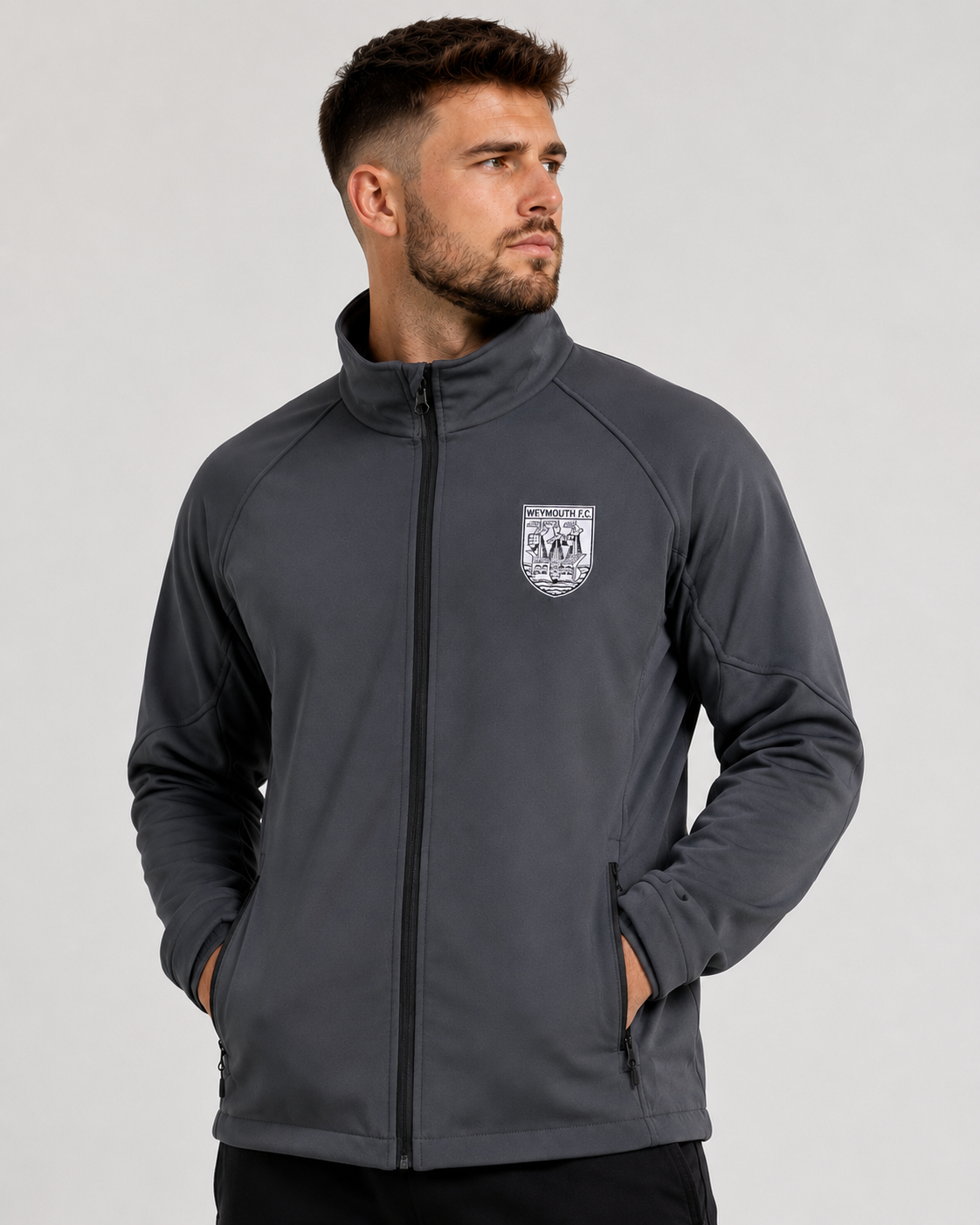 Weymouth F.C. Softshell Jacket – Charcoal Grey