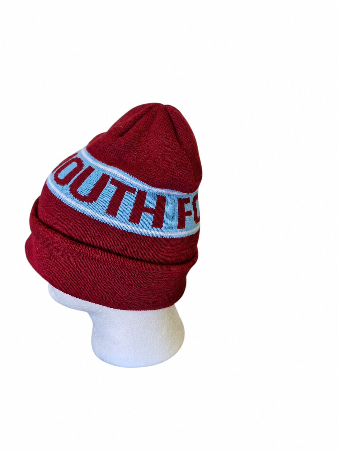Weymouth FC beanie without bobble, left side view